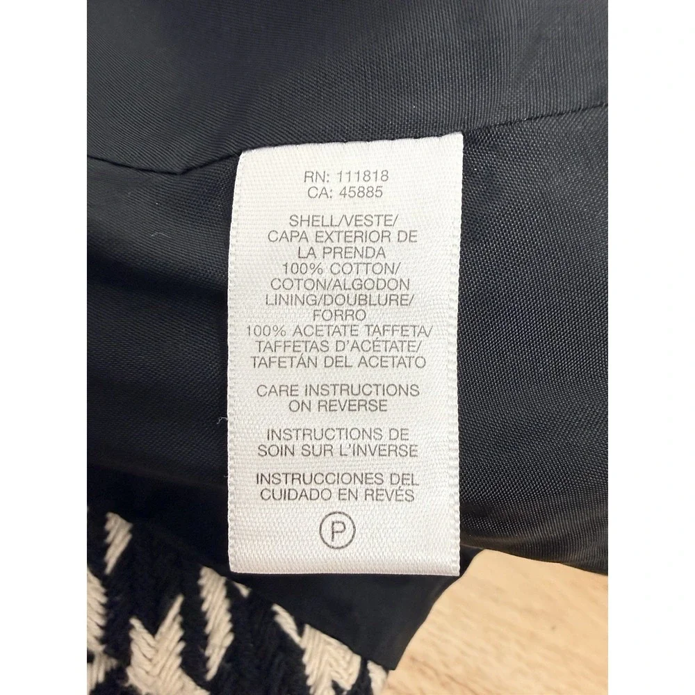 Michael‎ Michael Kors Houndstooth Quilted Crop Jacket Black Cream Size P #36